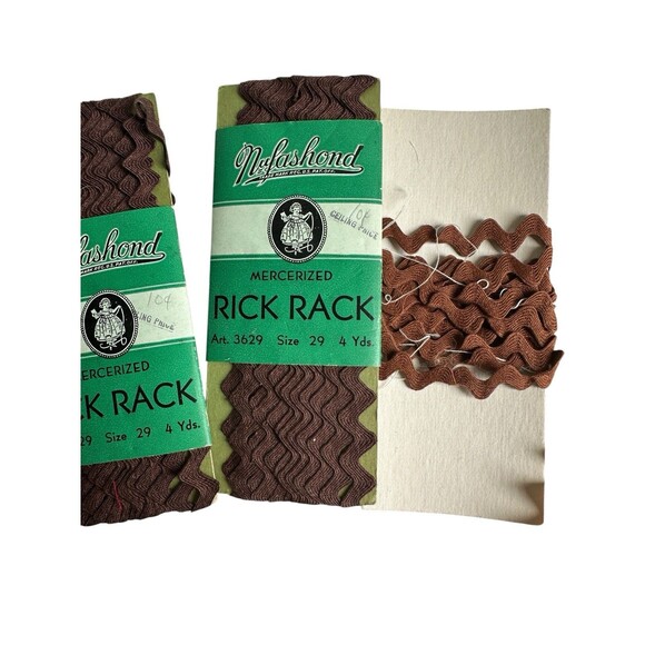 Vintage Mercerized Rick Rack Trim Lot Sewing Craft Supply Brown Beige - Picture 6 of 9